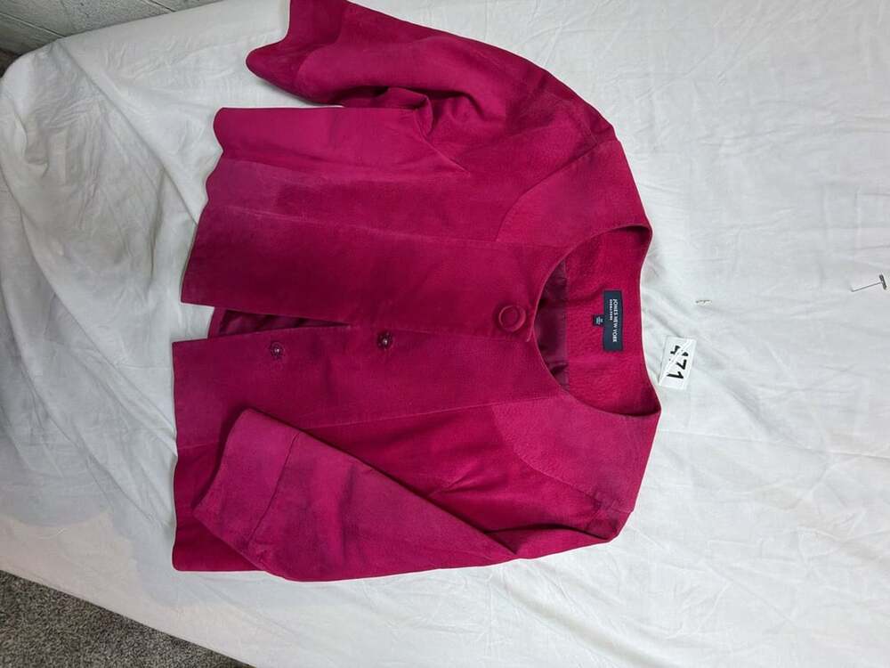Jones New York Signature Suede Jacket Size M Magenta Pink Leather Blazer
